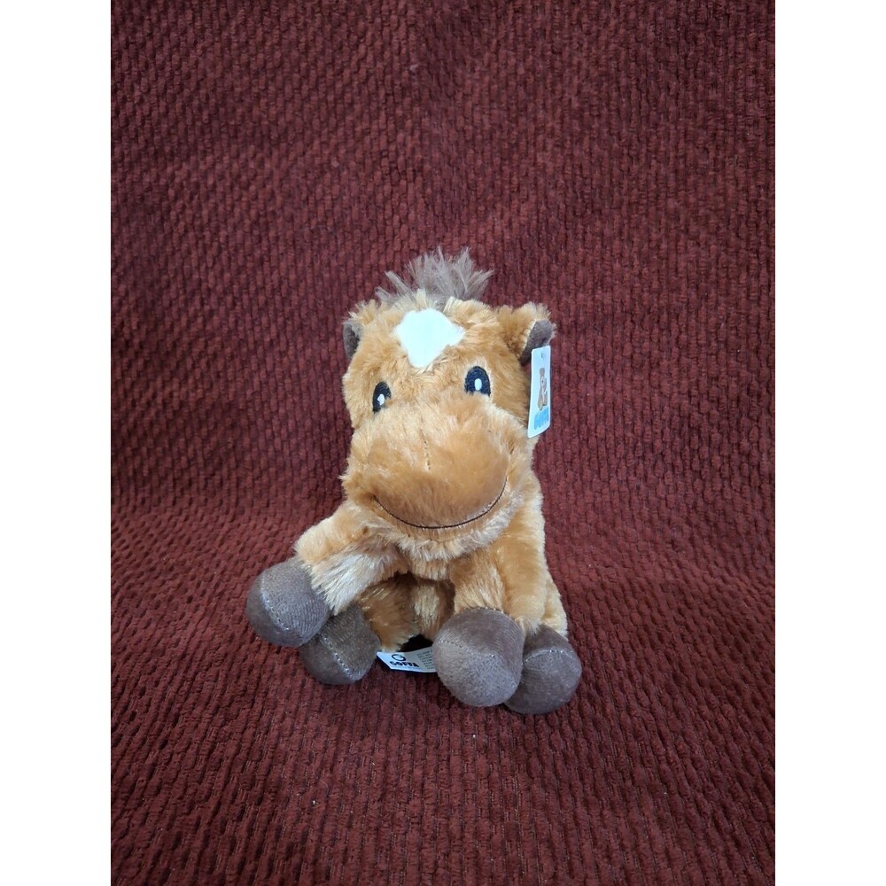 Goffa  Plush Pony Horse Brown Stuffed Animal Soft Toy Embroidered Eyes Lovey Toy